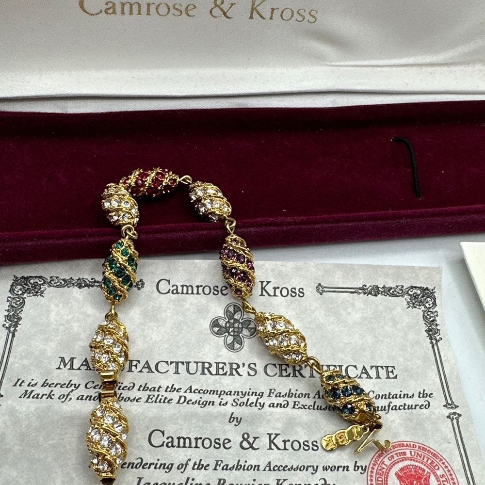 Vintage New Camrose & Kross JBK Jackie Kennedy ROYAL EGG Bracelet #491‎